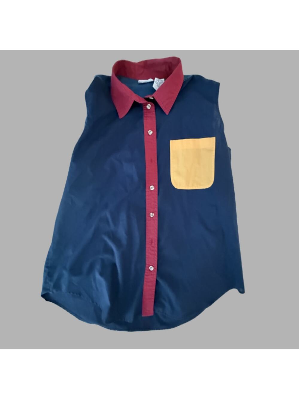 Cabin Creek Petite Color Block Sleeveless Button Down Shirt Large AS-IS
